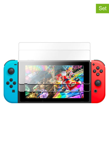 Techkidz 2er-Set: Schutzhülle für Nintendo Switch in Hellblau/ Rot