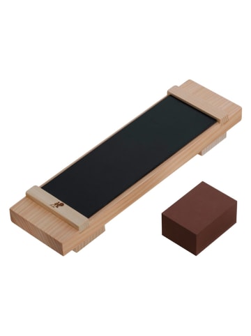 Zwilling 2tlg. Set: Wetzstein-Halterung in Beige/ Braun - (L)23 x (B)7 cm