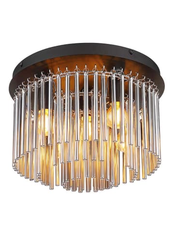 Globo lighting Deckenleuchte "Gorley" in Schwarz/ Braun - Ø 32 cm