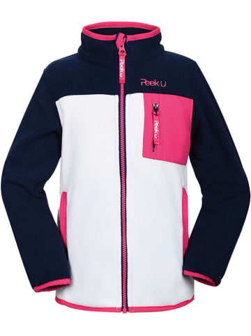 Peek U Fleece vest "Wave" roze/wit/donkerblauw