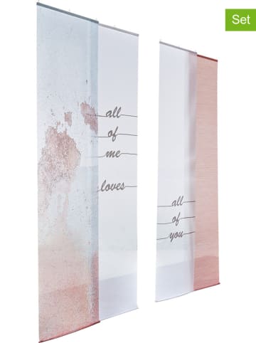 heine home Zasłony przesuwne (4 szt.) w kolorze biało-jasnoróżowym