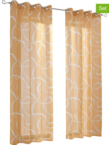 heine home 2-delige set: decogordijnen geel/wit