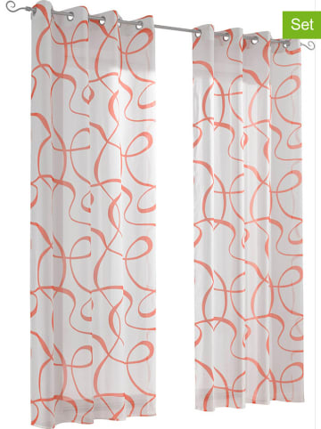 heine home Zasłony dekoracyjne (2 szt.) w kolorze biało-jasnoróżowym
