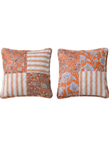 heine home 2er-Set: Kissenhüllen in Orange/ Weiß