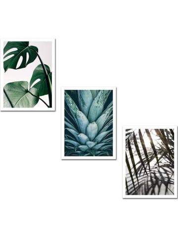 ABERTO DESIGN 3er-Set: Gerahmte Holzkunstdrucke