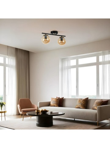 ABERTO DESIGN Deckenleuchte in Schwarz/ Beige - (B)36 x (H)20 cm