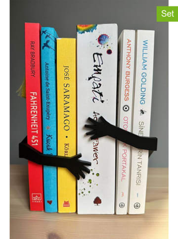 ABERTO DESIGN 2-delige set: boekensteunen zwart - (B)7,5 x (H)12 cm