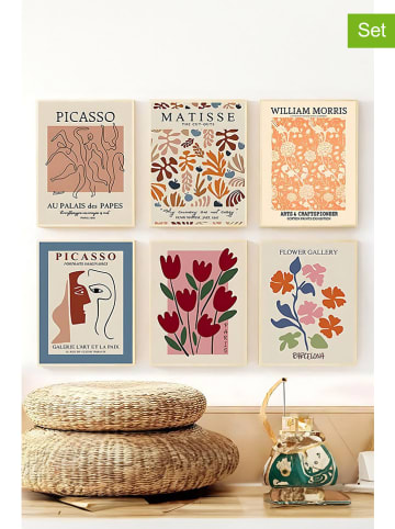 ABERTO DESIGN 6er-Set: Gerahmte Kunstdrucke - (B)33 x (H)48 cm