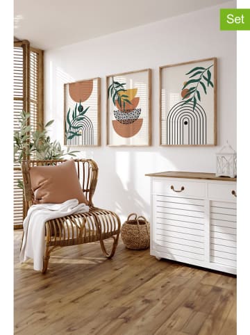 ABERTO DESIGN 3er-Set: Gerahmte Kunstdrucke - (B)33 x (H)48 cm