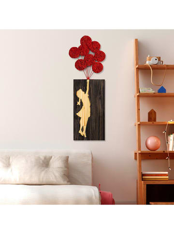 ABERTO DESIGN Dekoracja ścienna "Bansky" w kolorze brązowo-czerwonym