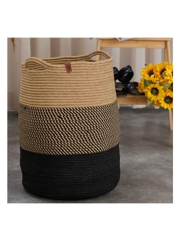 ABERTO DESIGN Opbergmand lichtbruin/zwart - (H)35 x Ø 22 cm