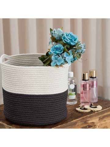 ABERTO DESIGN Aufbewahrungskorb in Weiß/ Schwarz - (B)19 x (H)28 x (T)20 cm
