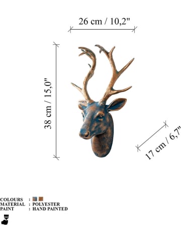 ABERTO DESIGN Wandobjekt "Deer" - (B)26 x (H)38 cm