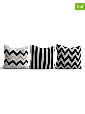 ABERTO DESIGN 3-delige set: kussenhoezen zwart/wit