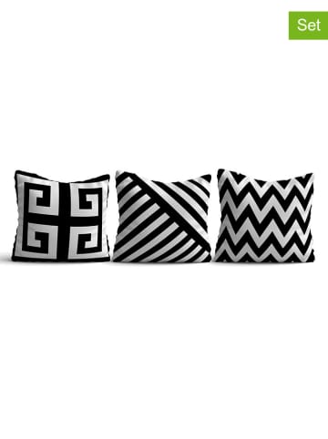 ABERTO DESIGN 3er-Set: Kissenhüllen in Weiß/ Schwarz