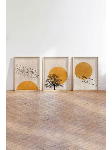 ABERTO DESIGN 3-delige set: ingelijste kunstdrukken