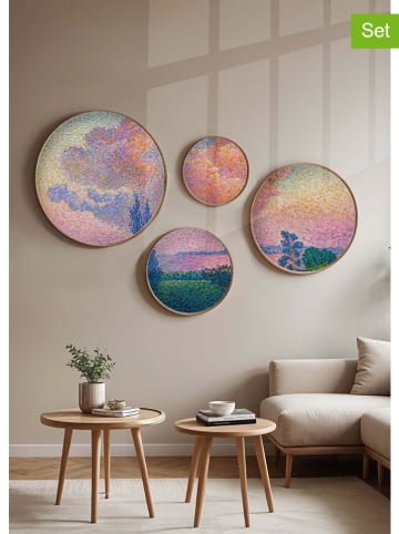 ABERTO DESIGN 4er-Set: Gerahmte Holzkunstdrucke