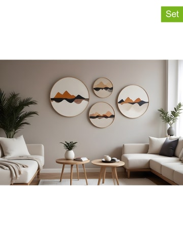 ABERTO DESIGN 4er-Set: Gerahmte Holzkunstdrucke