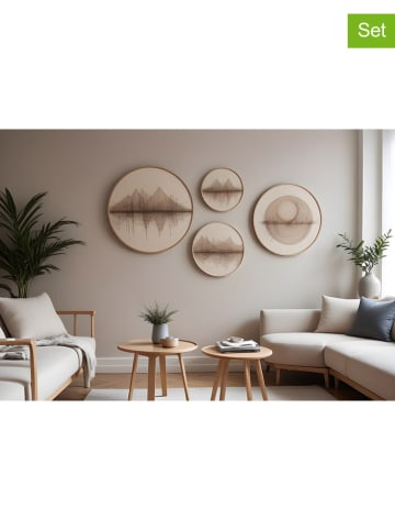 ABERTO DESIGN 4er-Set: Gerahmte Holzkunstdrucke