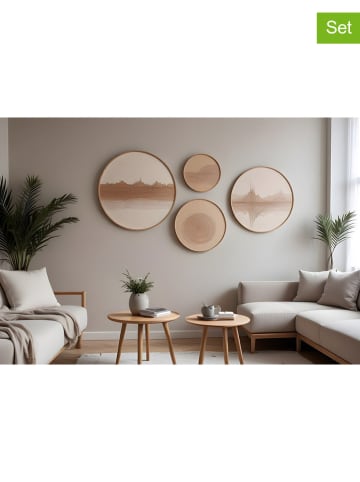 ABERTO DESIGN 4er-Set: Gerahmte Holzkunstdrucke