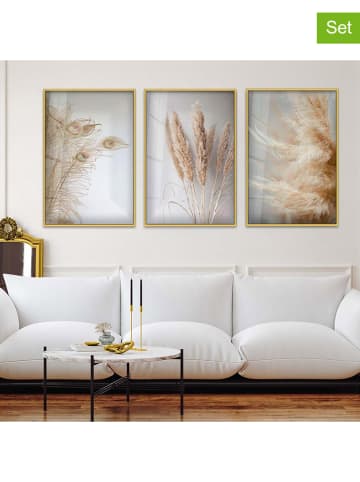 ABERTO DESIGN 3-delige set: ingelijste kunstdrukken op glas