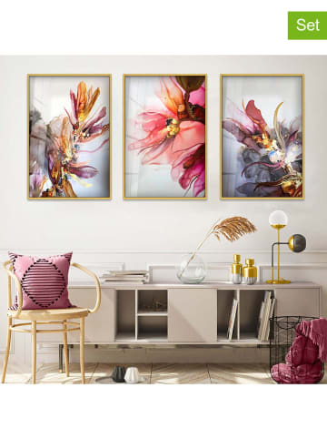 ABERTO DESIGN 3-delige set: ingelijste kunstdrukken op glas