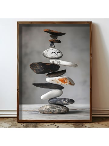 ABERTO DESIGN Ingelijste kunstdruk op hout - (L)70 x (B)50 cm