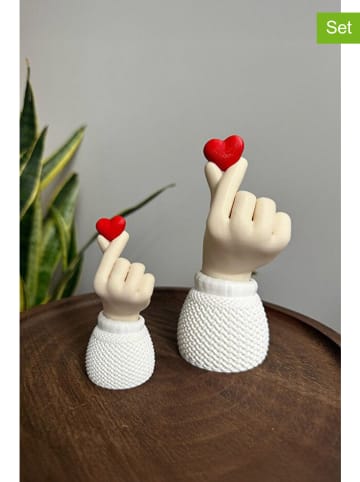 ABERTO DESIGN 2-delige set: deco-objecten crème/wit/rood