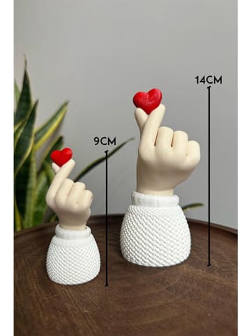 ABERTO DESIGN 2er-Set: Dekoobjekte in Creme/ Weiß/ Rot