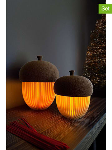 ABERTO DESIGN 2-delige set: theelichthouders crème/bruin