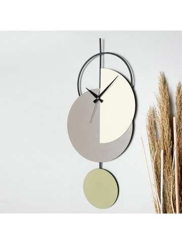 ABERTO DESIGN Zegar ścienny "Madeco" w kolorze zielono-kremowo-jasnoszarym - 30,5 x 68 cm