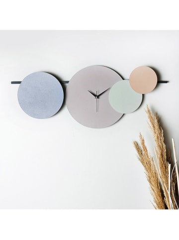 ABERTO DESIGN Zegar ścienny "Maxico" w kolorze zielono-błękitno-jasnobrązowym - 75 x 30 cm