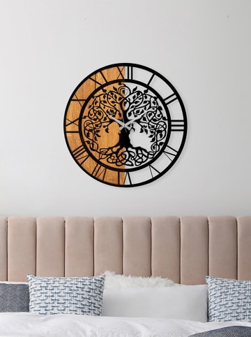 ABERTO DESIGN Zegar ścienny "Clock - 64" w kolorze jasnobrązowo-czarnym - Ø 56 cm