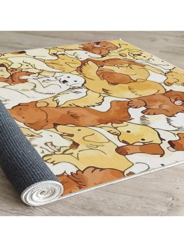 ABERTO DESIGN Kurzflor-Teppich in Hellbraun/ Weiß