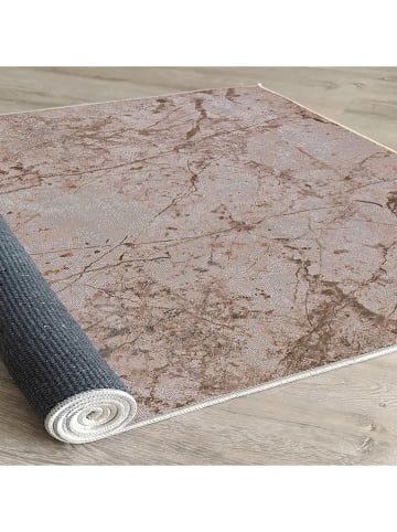 ABERTO DESIGN Laagpolig tapijt lichtbruin/lichtroze