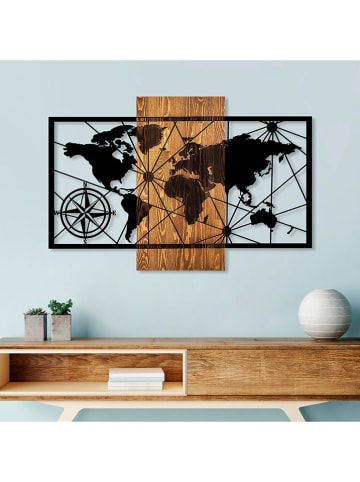 ABERTO DESIGN Wanddecoratie "World Map" - (B)84 x (H)57 cm