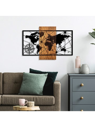 ABERTO DESIGN Wanddecoratie "World Map" - (B)84 x (H)57 cm