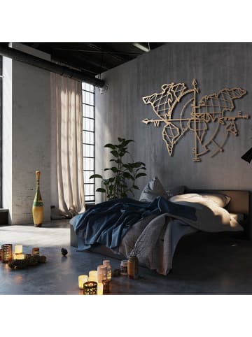 ABERTO DESIGN Wanddekor "World Map Compass" - (B)95 x (H)65 cm