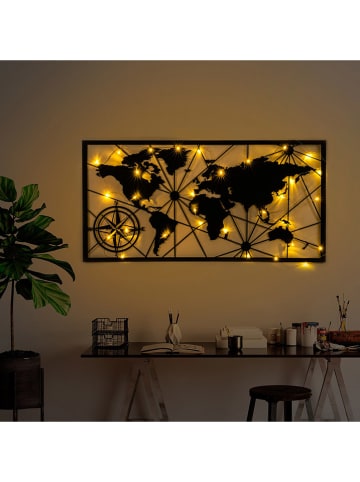 ABERTO DESIGN LED-Wanddekor "World Map" - (B)120 x (H)60 cm