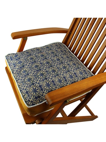 ABERTO DESIGN Stoelkussen donkerblauw/goudkleurig