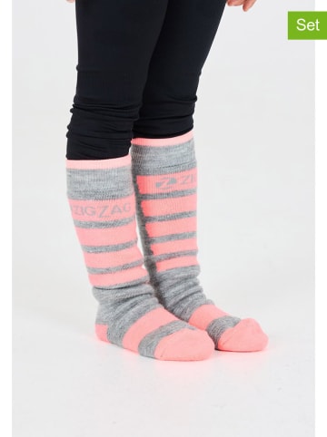 Zigzag 2er-Set: Ski-/ Snowboardsocken "Znow" in Grau/ Rosa