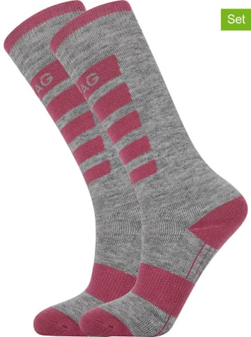 Zigzag 2er-Set: Ski-/ Snowboardsocken "Znow" in Grau/ Lila