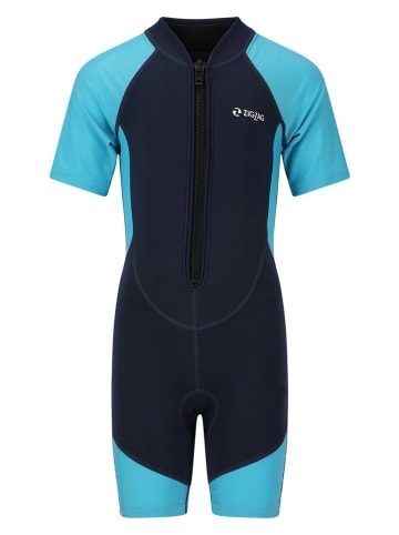 Zigzag Badeoverall in Hellblau/ Dunkelblau