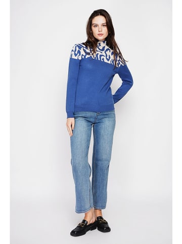 C& Jo Pullover in Blau/ Weiß