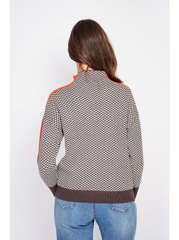 C& Jo Pullover in Braun/ Weiß/ Rot