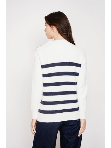 C& Jo Pullover in Weiß/ Dunkelblau