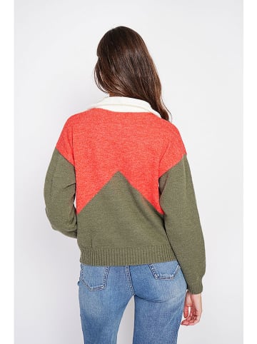 C& Jo Trui kaki/rood/wit