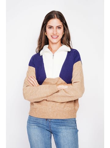 C& Jo Sweter w kolorze beżowo-biało-niebieskim