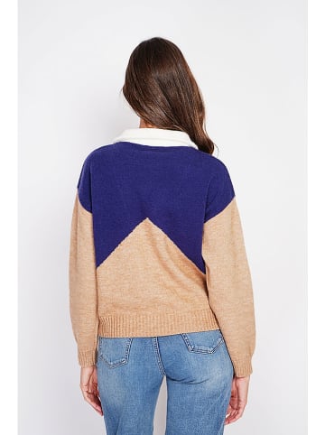 C& Jo Sweter w kolorze beżowo-biało-niebieskim