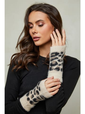 Soft Cashmere Fäustlinge in Beige/ Schwarz/ Braun